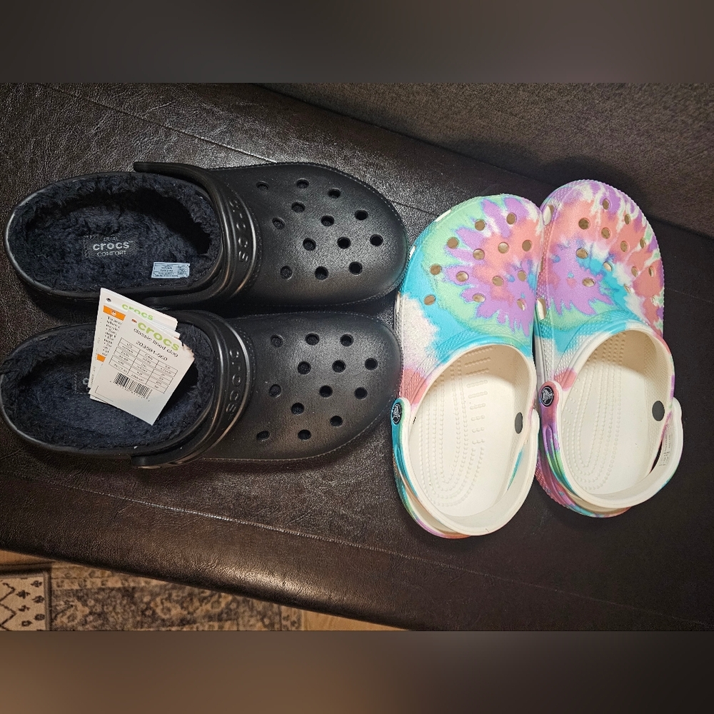 Comfortable Size 9 black Crocs brand clogs with soft fuzzy lining. NEW! - Picture 10 of 10